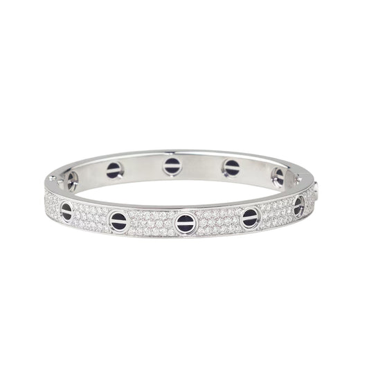 [AM]CLASSIC 6.1MM LOVE BANGLE - DIAMOND PAVÉ & BLACK CERAMIC