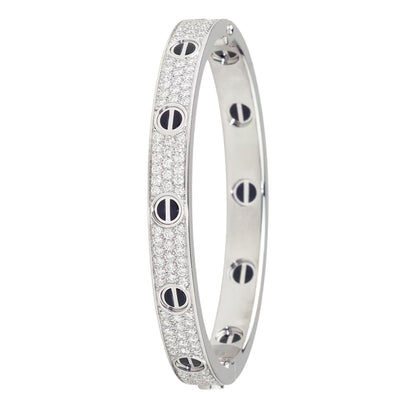 [AM]CLASSIC 6.1MM LOVE BANGLE - DIAMOND PAVÉ & BLACK CERAMIC
