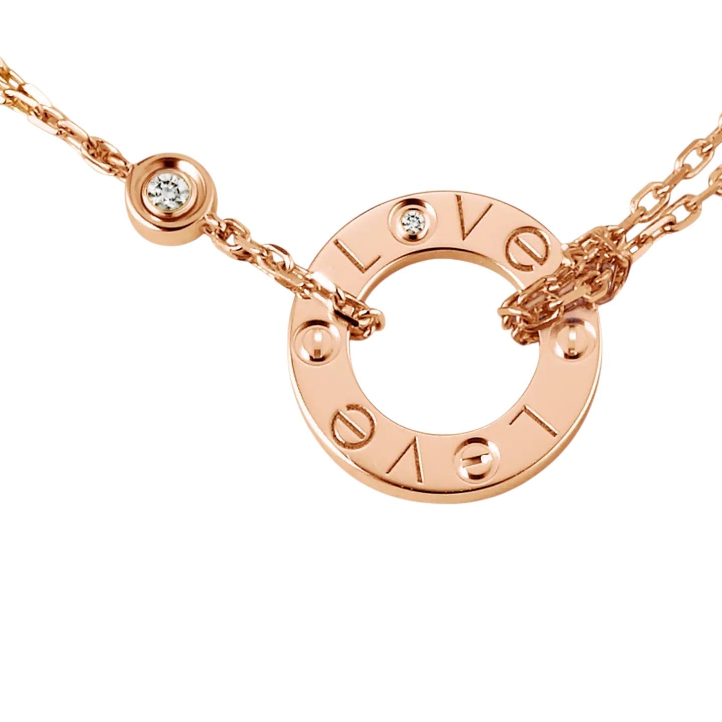 [AM]LOVE CIRCULAR PENDANT 2-DIAMOND NECKLACE