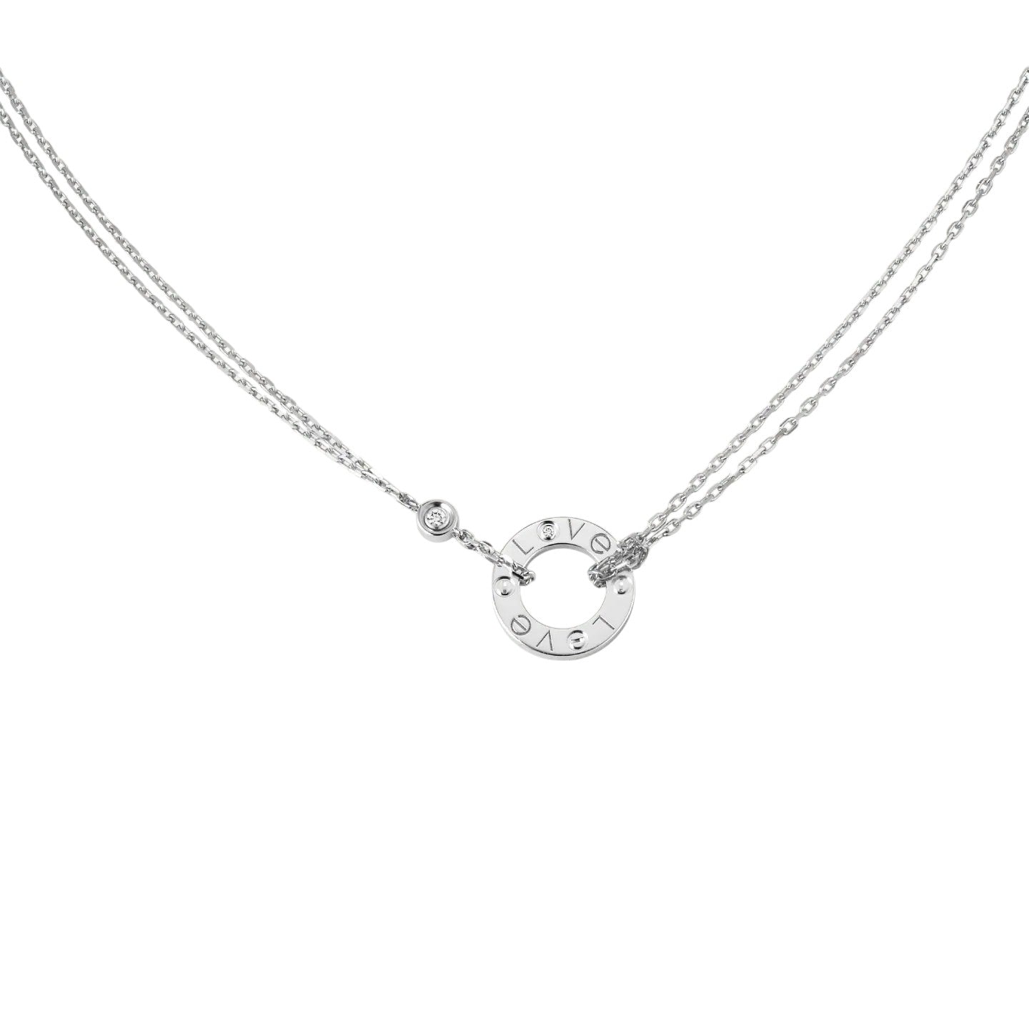 [AM]LOVE CIRCULAR PENDANT 2-DIAMOND NECKLACE