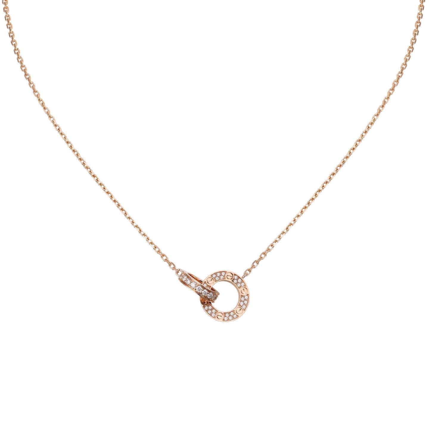 [AM]LOVE DOUBLE-RING PENDANT FULL-PAVÉ NECKLACE