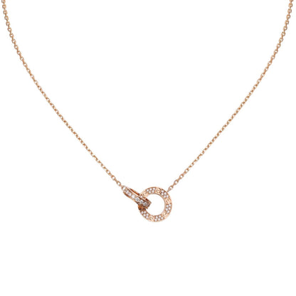 [AM]LOVE DOUBLE-RING PENDANT FULL-PAVÉ NECKLACE