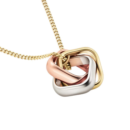 [AM]TRI-COLOR SQUARE RING NECKLACE
