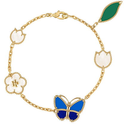 [AM]SPRING ENCHANTMENT BUTTERFLY & FLORAL CHARM BRACELET