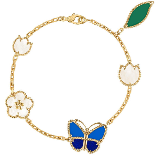 [AM]SPRING ENCHANTMENT BUTTERFLY & FLORAL CHARM BRACELET