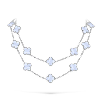 [AM]CLASSIC 20-MOTIF LUCKY CLOVER LONG NECKLACE WHITE GOLD COLLECTION
