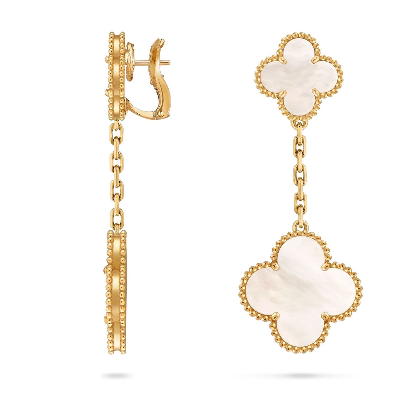 [AM]CLOVER DUAL-MOTIF STATEMENT STUD EARRINGS - DOUBLE-CHARM COLLECTION