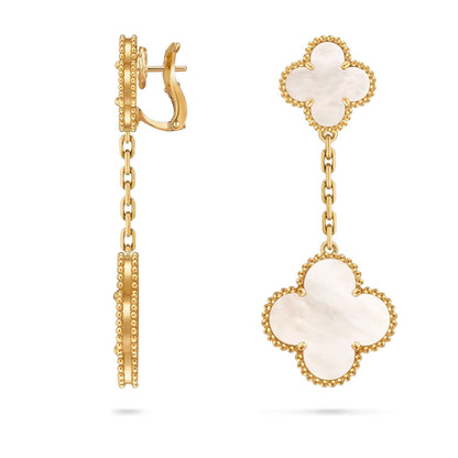 [AM]CLOVER DUAL-MOTIF STATEMENT STUD EARRINGS - DOUBLE-CHARM COLLECTION