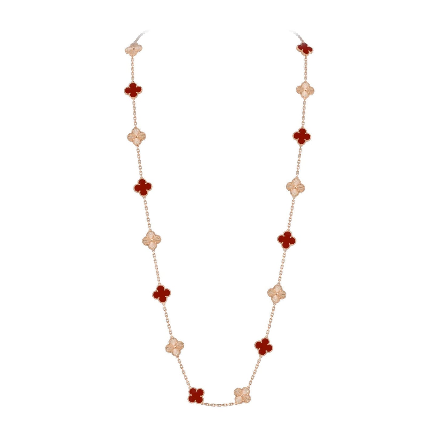 [AM]CLASSIC 20-MOTIF LUCKY CLOVER LONG NECKLACE ROSE GOLD COLLECTION