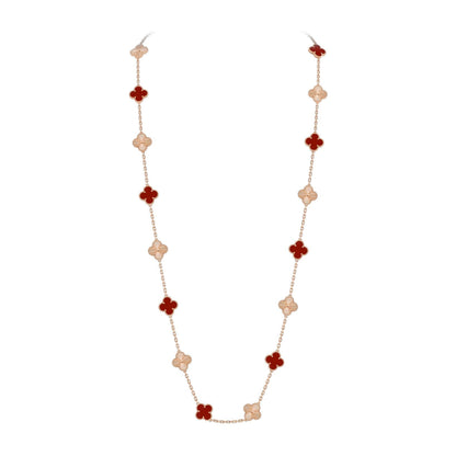 [AM]CLASSIC 20-MOTIF LUCKY CLOVER LONG NECKLACE ROSE GOLD COLLECTION