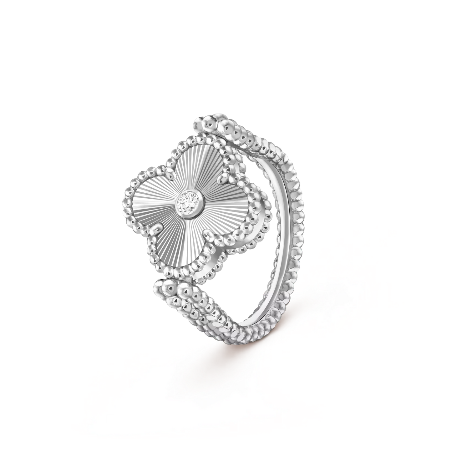[AM]LUCKY CLOVER WHITE GOLD REVERSIBLE RING