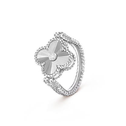 [AM]LUCKY CLOVER WHITE GOLD REVERSIBLE RING