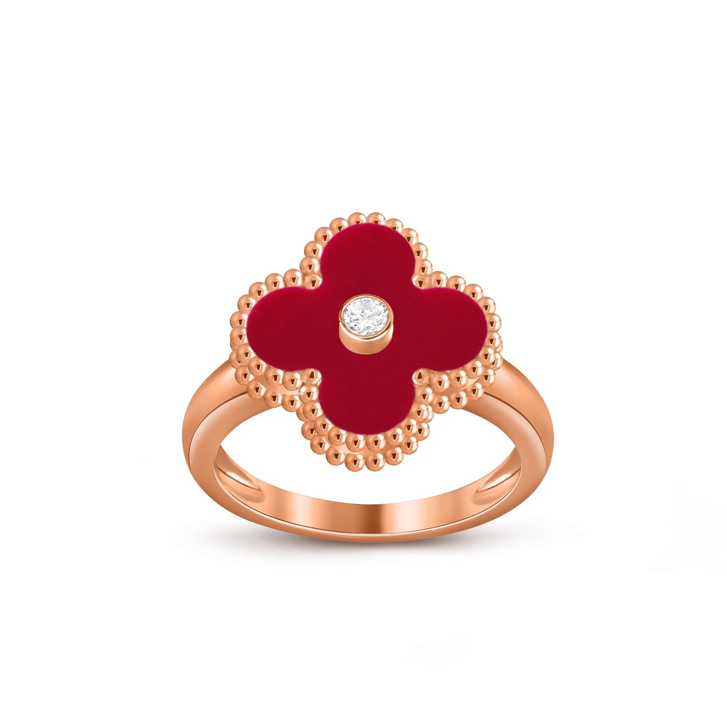 [AM]LUCKY CLOVER DIAMOND-ACCENT ROSE GOLD RING COLLECTION