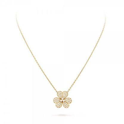 [AM]PAVÉ DIAMOND FLOWER CHARM NECKLACE