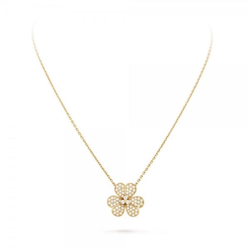 [AM]PAVÉ DIAMOND FLOWER CHARM NECKLACE