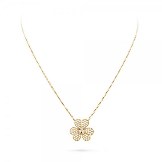 [AM]PAVÉ DIAMOND FLOWER CHARM NECKLACE