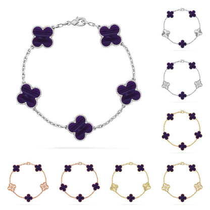 [AM]LUCKY CLOVER 5-MOTIF BRACELET - CHAROITE COLLECTION