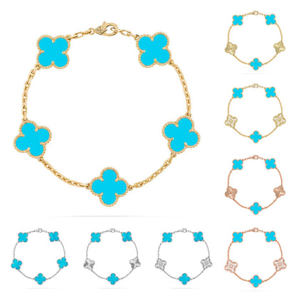 [AM]LUCKY CLOVER 5-MOTIF BRACELET - TURQUOISE COLLECTION