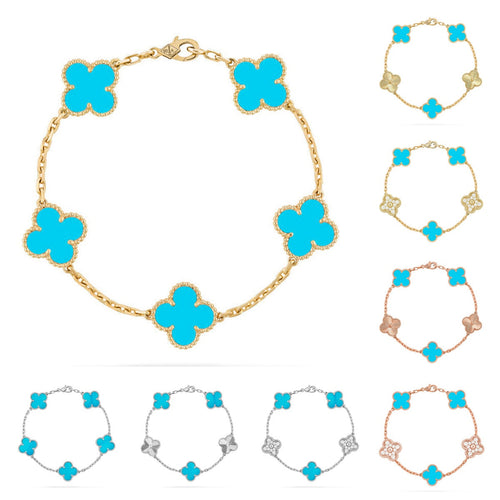 [AM]LUCKY CLOVER 5-MOTIF BRACELET - TURQUOISE COLLECTION