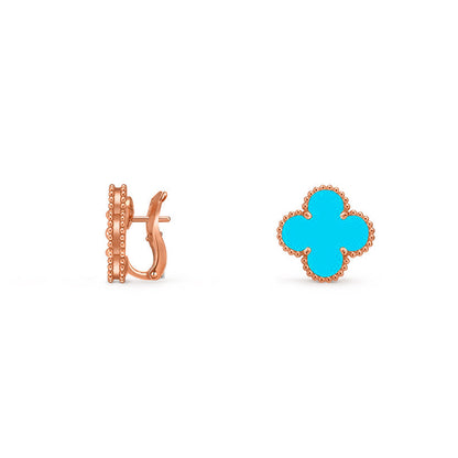 [AM]15MM CLOVER FLOWER STUD EARRINGS ROSE GOLD COLLECTION