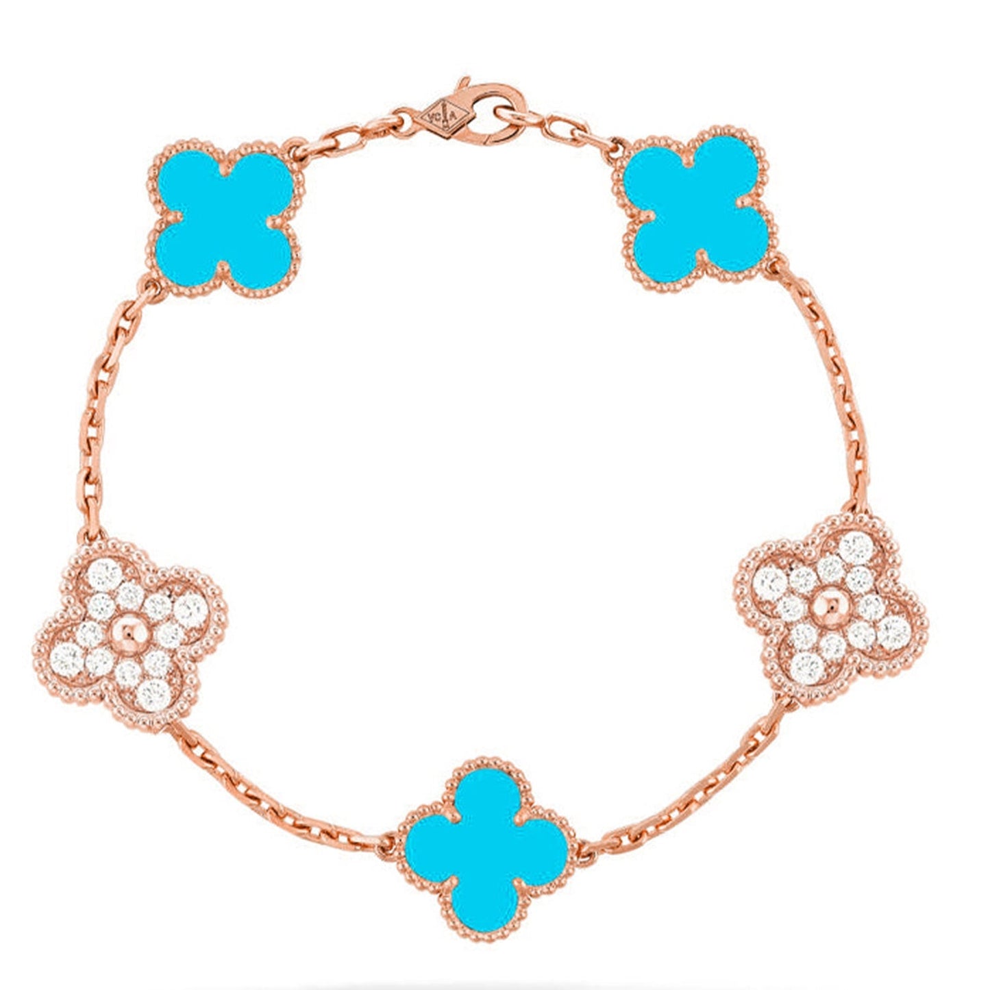 [AM]LUCKY CLOVER 5-MOTIF BRACELET - TURQUOISE COLLECTION