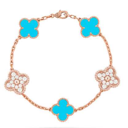[AM]LUCKY CLOVER 5-MOTIF BRACELET - TURQUOISE COLLECTION