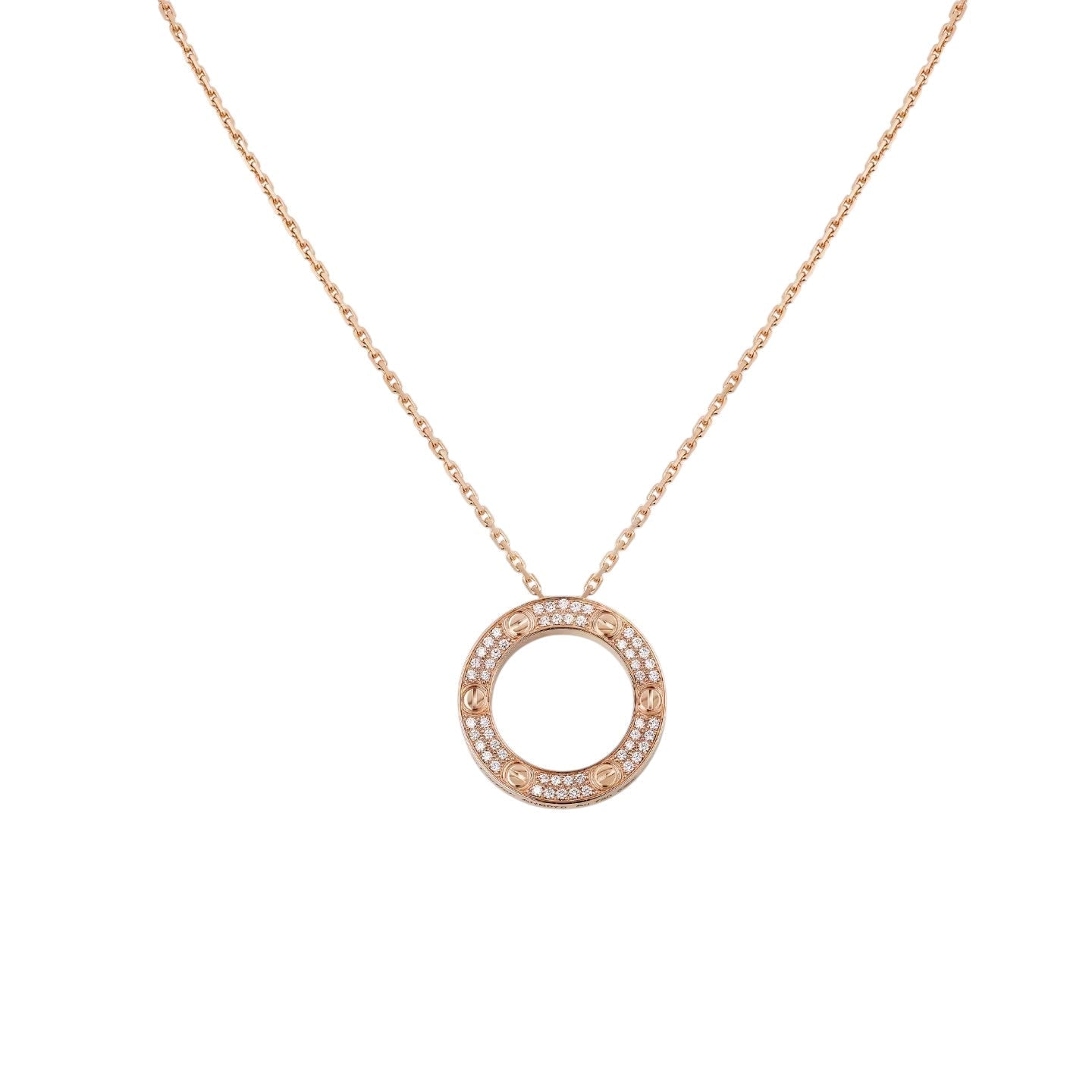 [AM]LOVE LARGE CIRCULAR PENDANT FULL-PAVÉ DIAMOND NECKLACE