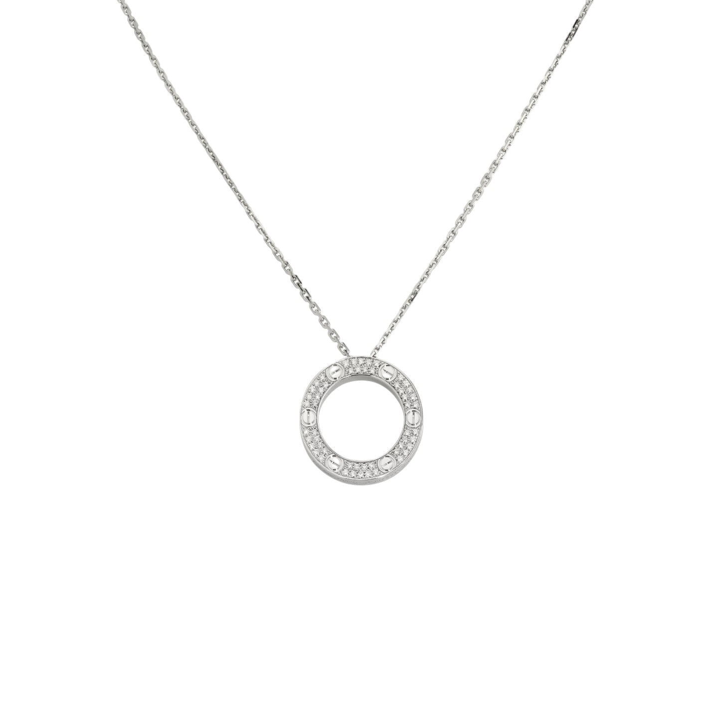 [AM]LOVE LARGE CIRCULAR PENDANT FULL-PAVÉ DIAMOND NECKLACE