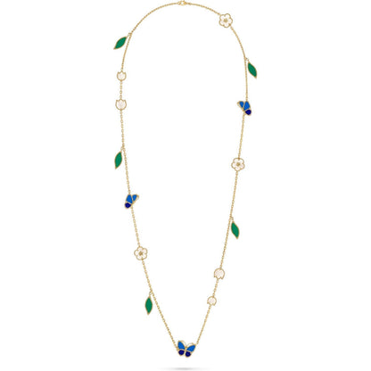 [AM]LUCKY SPRING BUTTERFLY & FLOWER STATEMENT NECKLACE - 15-MOTIF FLORAL DESIGN