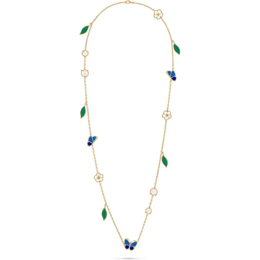 [AM]LUCKY SPRING BUTTERFLY & FLOWER STATEMENT NECKLACE - 15-MOTIF FLORAL DESIGN