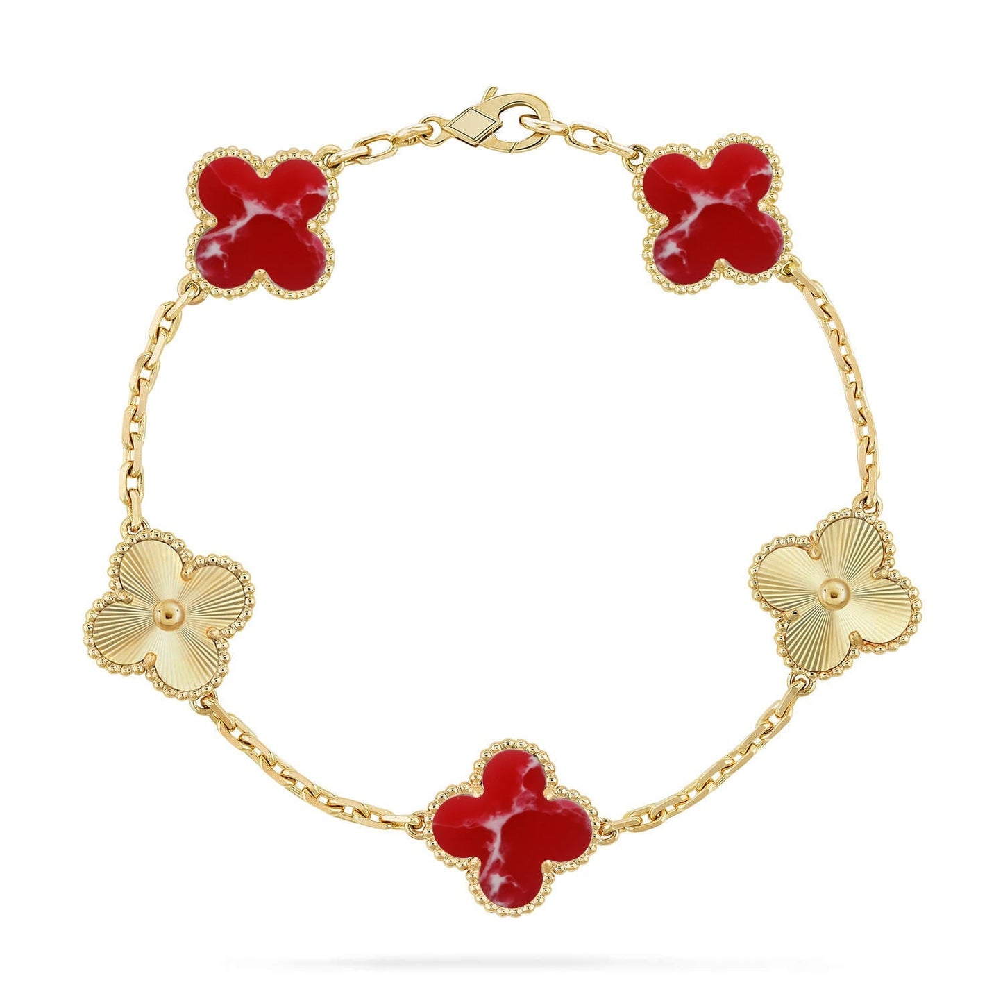 [AM]LUCKY CLOVER 5-MOTIF BRACELET - RED LARIMAR COLLECTION