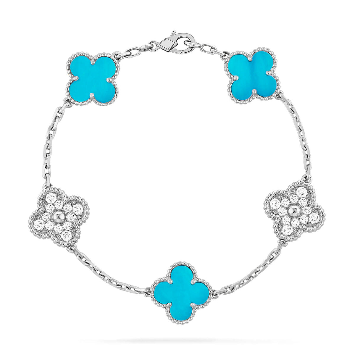 [AM]LUCKY CLOVER 5-MOTIF BRACELET - TURQUOISE COLLECTION