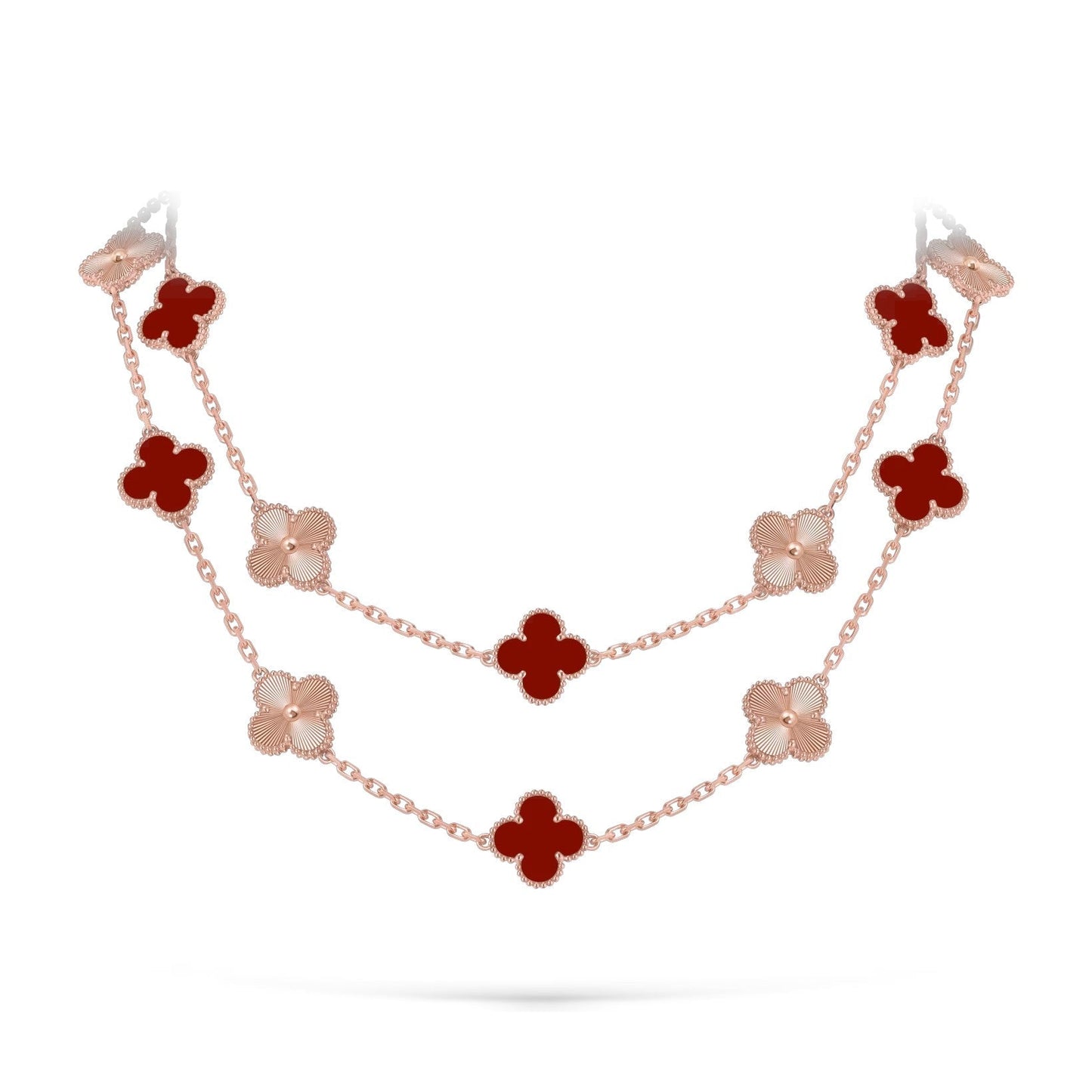 [AM]CLASSIC 20-MOTIF LUCKY CLOVER LONG NECKLACE ROSE GOLD COLLECTION