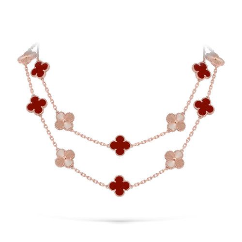 [AM]CLASSIC 20-MOTIF LUCKY CLOVER LONG NECKLACE ROSE GOLD COLLECTION