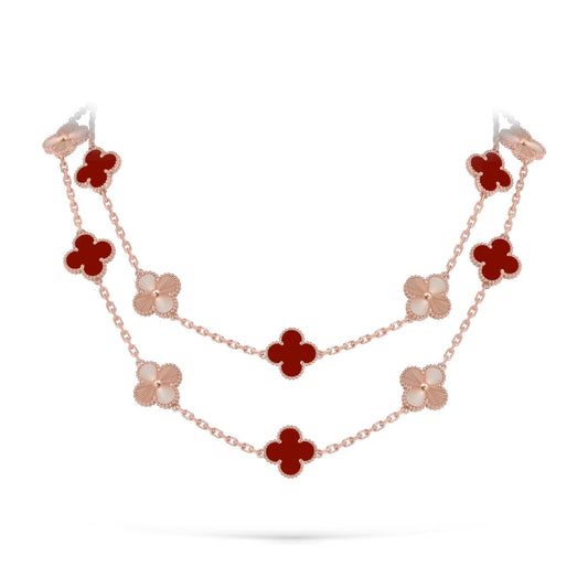 [AM]CLASSIC 20-MOTIF LUCKY CLOVER LONG NECKLACE ROSE GOLD COLLECTION
