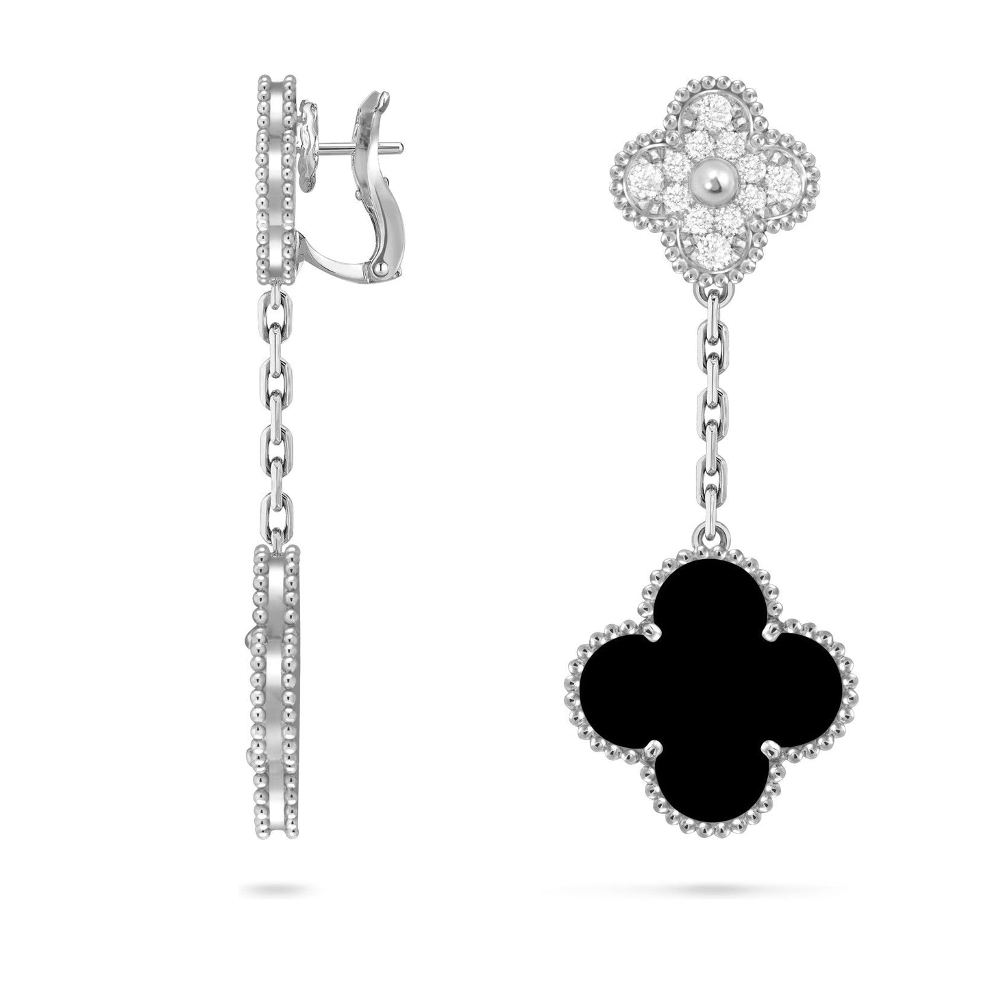 [AM]CLOVER DUAL-MOTIF STATEMENT STUD EARRINGS - DOUBLE-CHARM COLLECTION