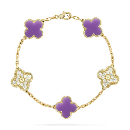[AM]LUCKY CLOVER 5-MOTIF BRACELET - LAVENDER COLLECTION