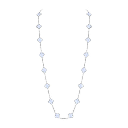 [AM]CLASSIC 20-MOTIF LUCKY CLOVER LONG NECKLACE WHITE GOLD COLLECTION