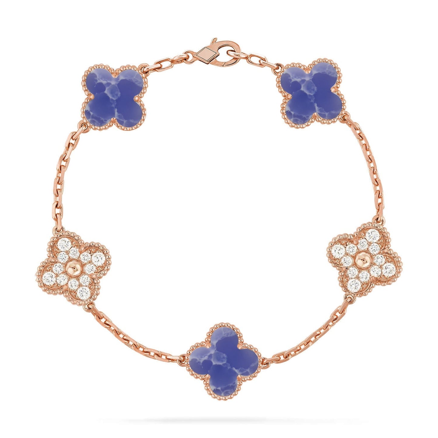 [AM]LUCKY CLOVER 5-MOTIF BRACELET - BLUE LARIMAR COLLECTION