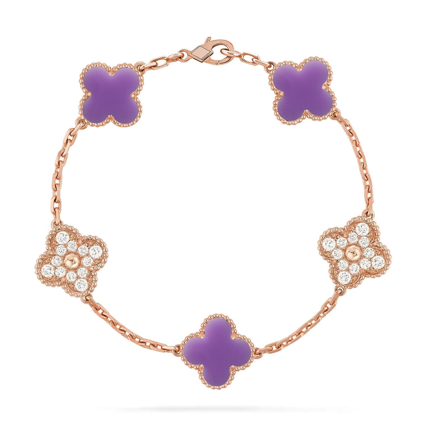 [AM]LUCKY CLOVER 5-MOTIF BRACELET - LAVENDER COLLECTION
