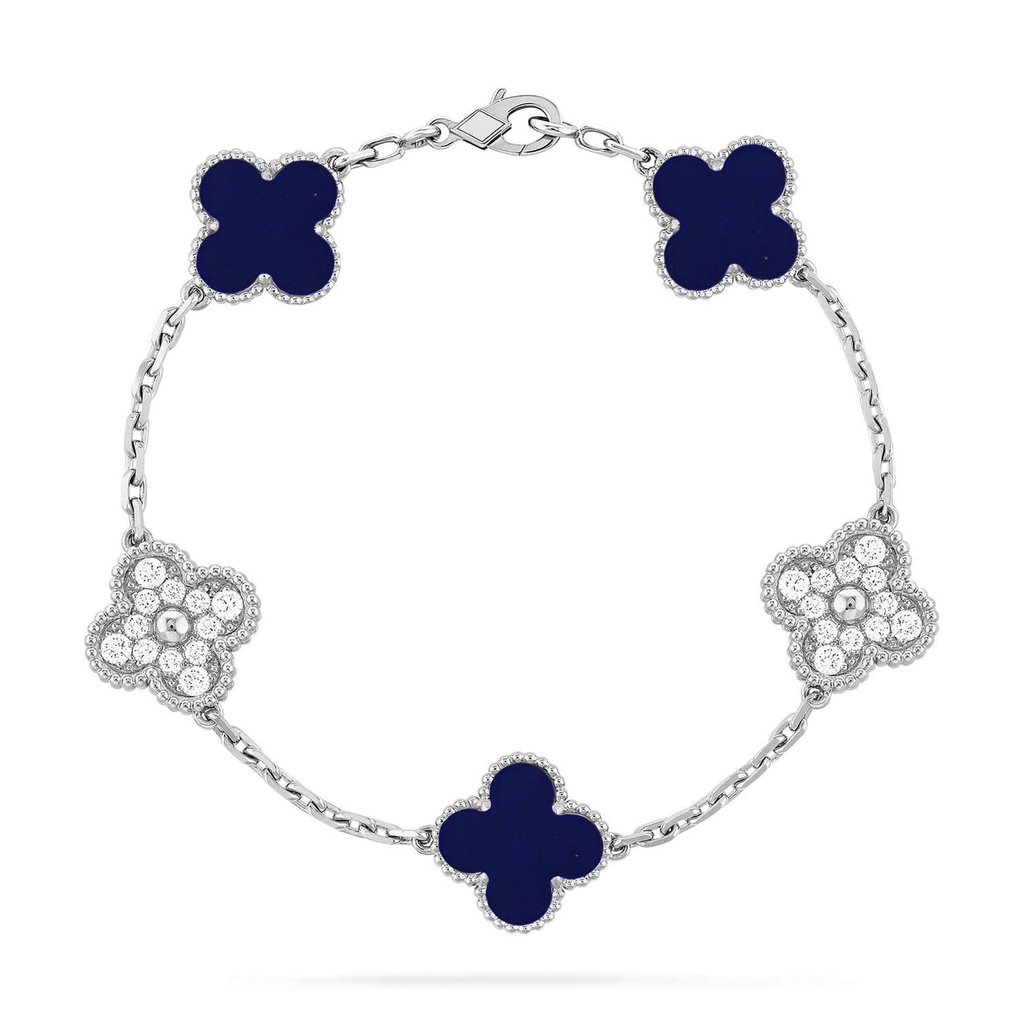 [AM]LUCKY CLOVER 5-MOTIF BRACELET - LAPIS LAZULI COLLECTION