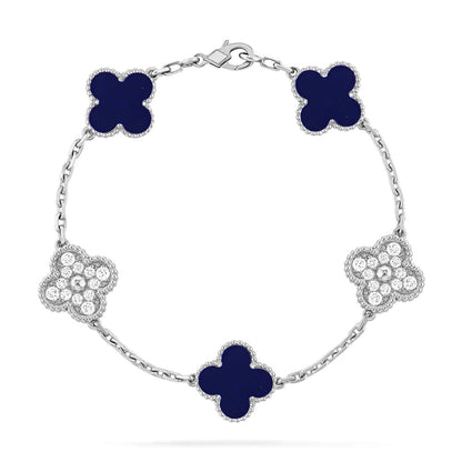 [AM]LUCKY CLOVER 5-MOTIF BRACELET - LAPIS LAZULI COLLECTION