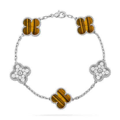 [AM]LUCKY CLOVER 5-MOTIF BRACELET -  TIGER’S EYE COLLECTION
