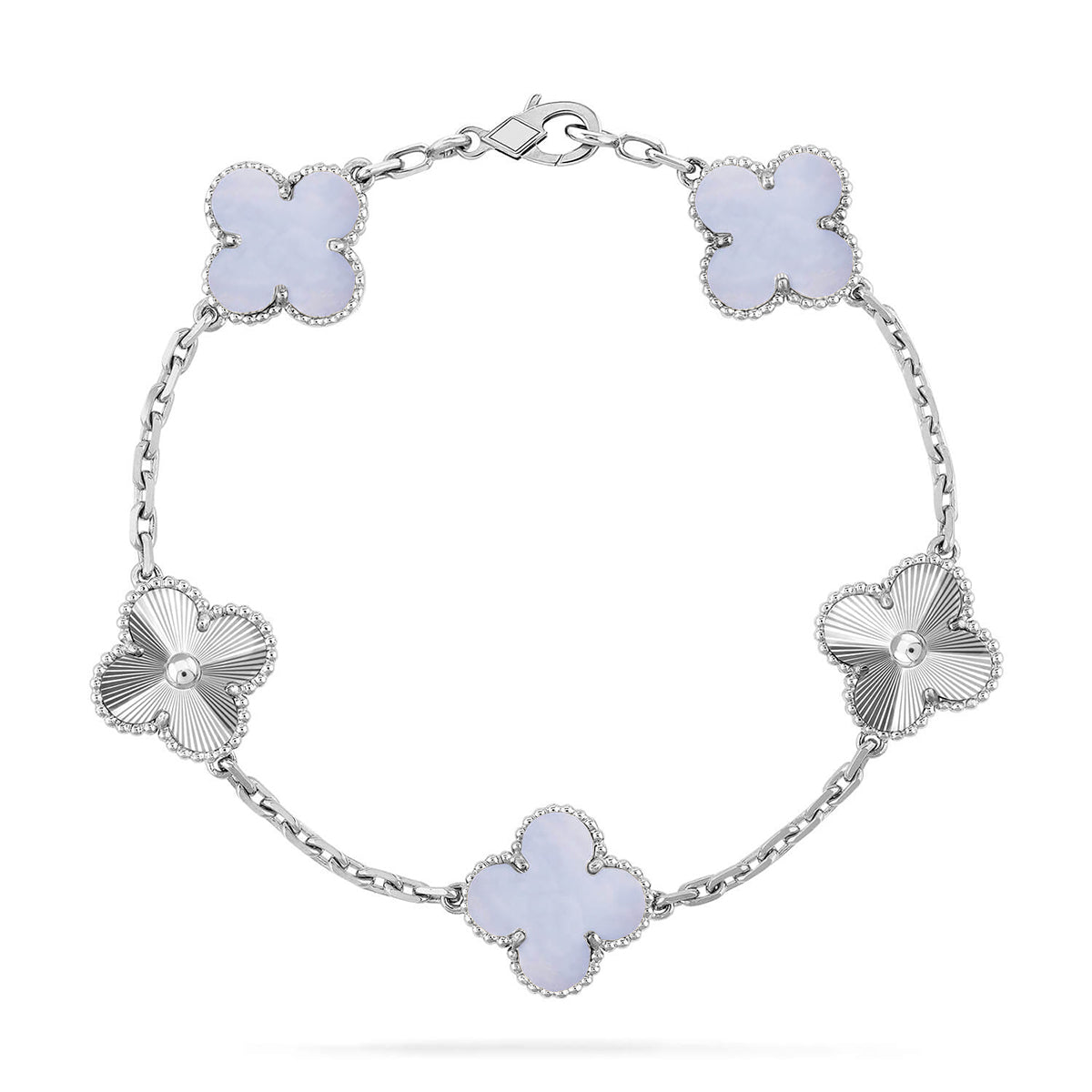 [AM]LUCKY CLOVER 5-MOTIF BRACELET - PURPLE CHALCEDONY COLLECTION