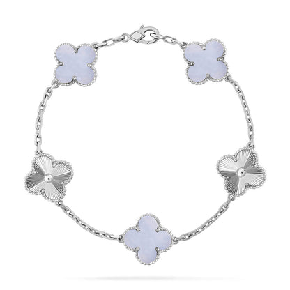 [AM]LUCKY CLOVER 5-MOTIF BRACELET - PURPLE CHALCEDONY COLLECTION