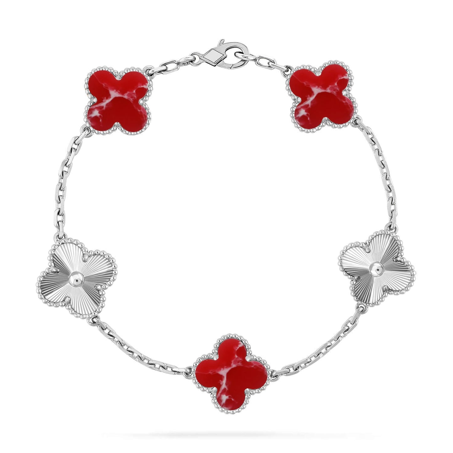 [AM]LUCKY CLOVER 5-MOTIF BRACELET - RED LARIMAR COLLECTION
