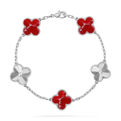 [AM]LUCKY CLOVER 5-MOTIF BRACELET - RED LARIMAR COLLECTION