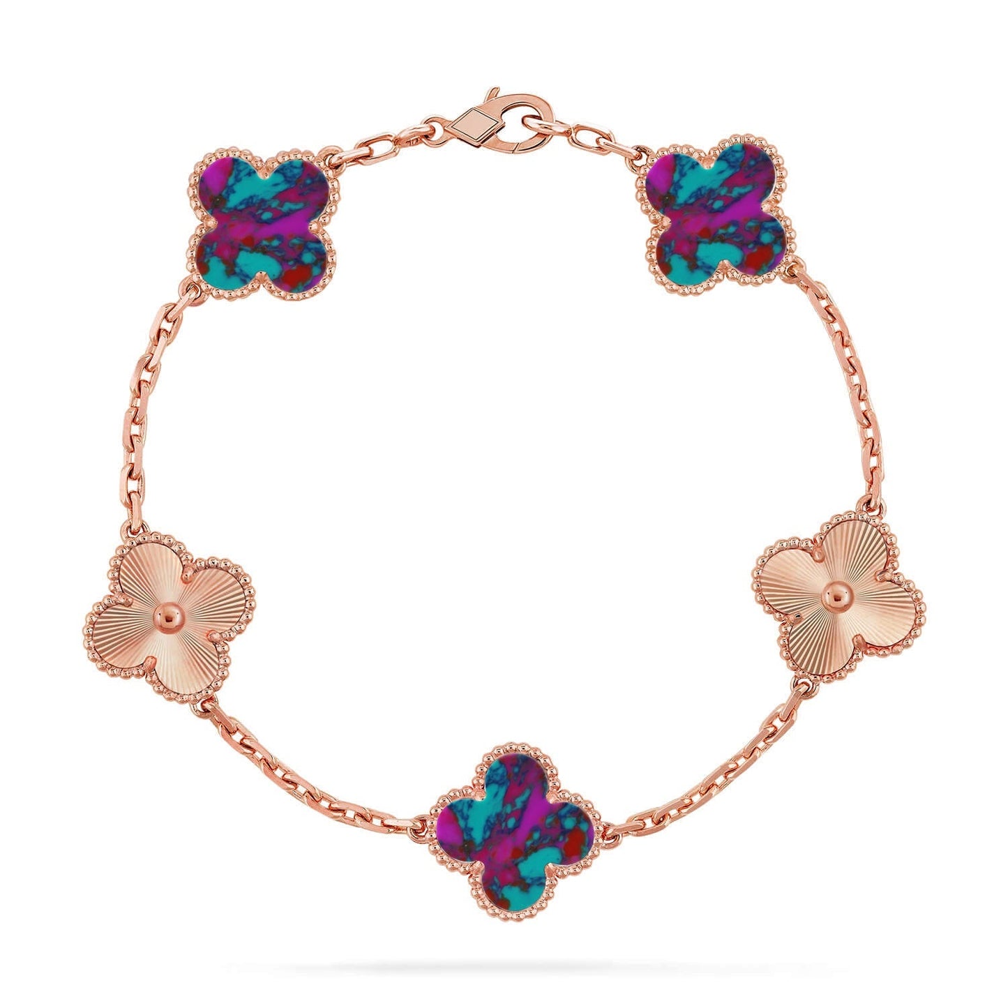 [AM]LUCKY CLOVER 5-MOTIF BRACELET - MULTI-GEM COLLECTION