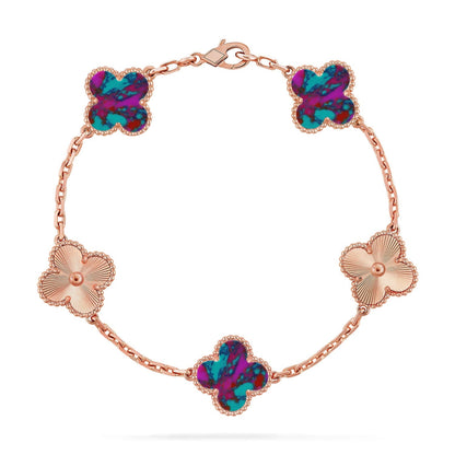 [AM]LUCKY CLOVER 5-MOTIF BRACELET - MULTI-GEM COLLECTION