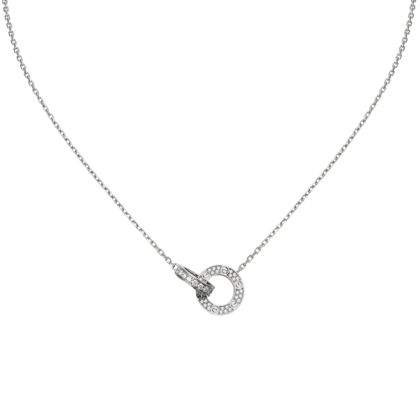 [AM]LOVE DOUBLE-RING PENDANT FULL-PAVÉ NECKLACE